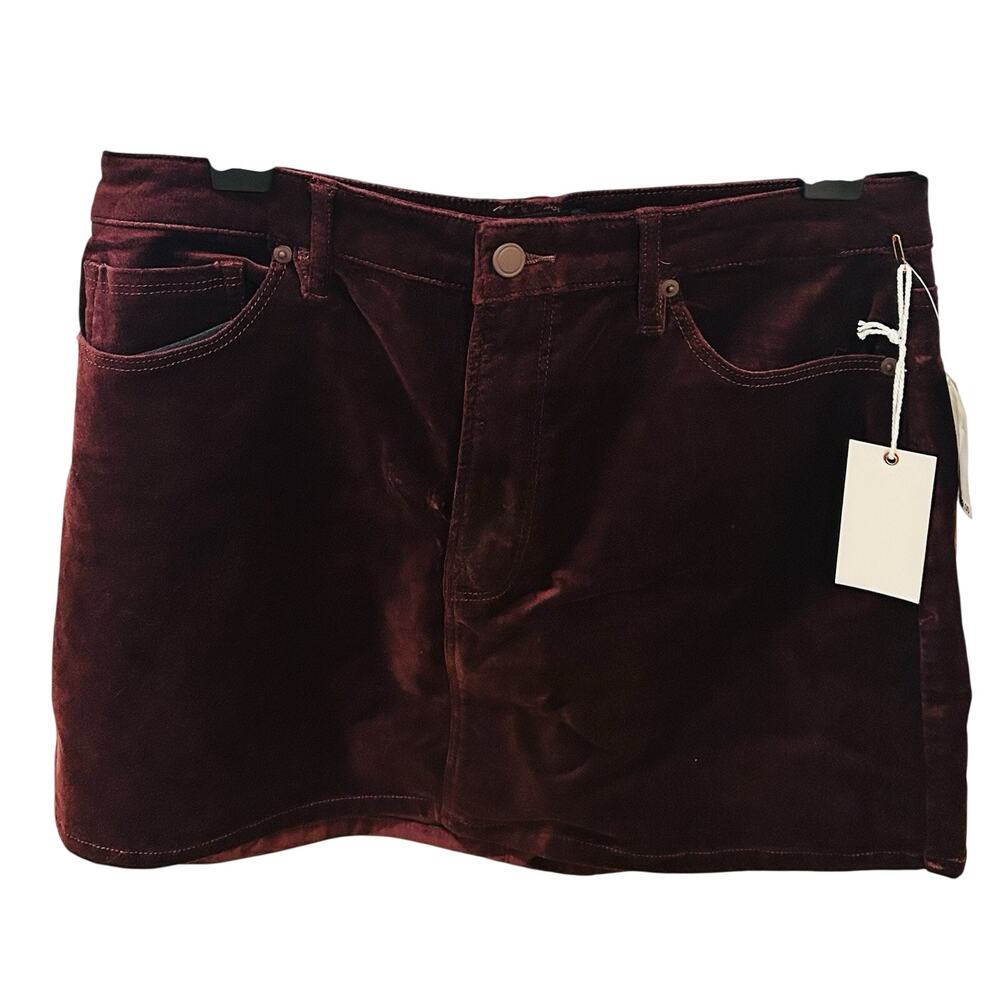NWT Good American Velvet Mini Skirt in Ox Blood size 10